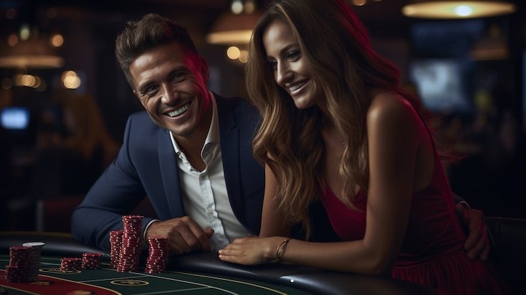 Mobile phone showing Caribbean Stud Poker table with live dealer and player cards revealed